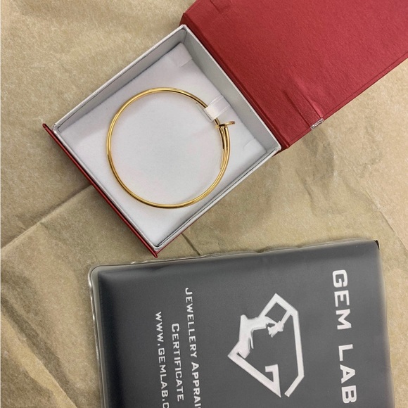 Genuine 14K Yellow Gold Nail Bangle - Picture 2 of 3